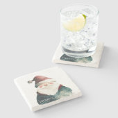 レッドグリーンクリスマスサンタクロース ストーンコースター (横)