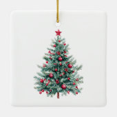 レッドグリーンクリスマスサンタクロース セラミックオーナメント (裏面)