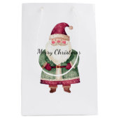 レッドグリーンクリスマスサンタクロース ミディアムペーパーバッグ (正面)