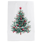 レッドグリーンクリスマスサンタクロース ミディアムペーパーバッグ (裏面)