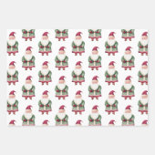 レッドグリーンクリスマスサンタクロース ラッピングペーパーシート (正面)