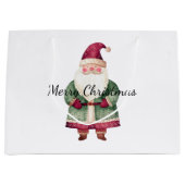 レッドグリーンクリスマスサンタクロース ラージペーパーバッグ (正面)