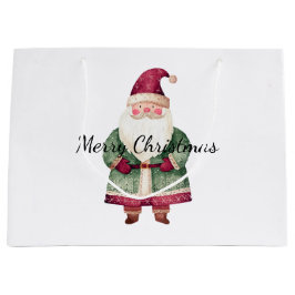 レッドグリーンクリスマスサンタクロース ラージペーパーバッグ