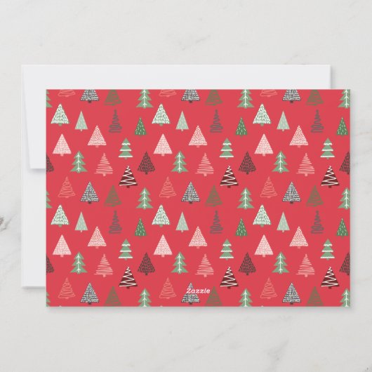 レッドグリーンクリスマスツリーズホリデーフォトカード シーズンカード (裏面)