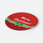 レッドグリーンクリスマスデザインカスタマイズ可能文字 ペーパープレート (アングル)