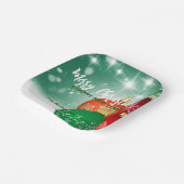 レッドグリーンクリスマスバウブスウィンターワンダーランド ペーパープレート (傾斜あり)