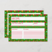 レッドグリーンクリスマスパターンレシピカード (正面/裏面)