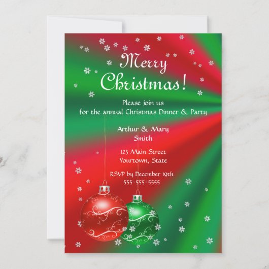 レッドグリーンクリスマスパーティの招待状 招待状 (裏面)
