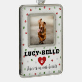レッドグリーンクリスマスフォトペット記憶オーナメント シルバープレートフレームオーナメント (右)