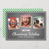 レッドグリーンクリスマスフォト和紙テープチョークホリデー シーズンカード (正面/裏面)
