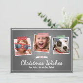 レッドグリーンクリスマスフォト和紙テープチョークホリデー シーズンカード (スタンド正面)