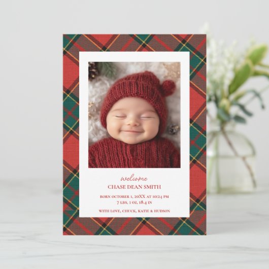 レッドグリーンクリスマスプレイドベビー発表 案内状 (スタンド正面)