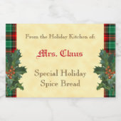 レッドグリーンクリスマスプレイドホリデーベーキングステッカー フードラベル (シングルラベル)