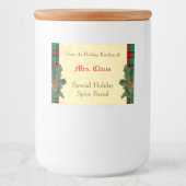 レッドグリーンクリスマスプレイドホリデーベーキングステッカー フードラベル (正面)