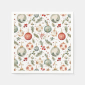 レッドグリーンクリスマスホリデーオーナメントボホアンティーク スタンダードカクテルナプキン (正面)