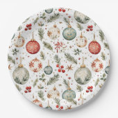 レッドグリーンクリスマスホリデーオーナメントボホアンティーク ペーパープレート (正面)