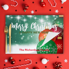 レッドグリーンクリスマスボーブル紙ランチョンマット ペーパーパッド