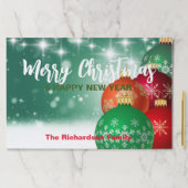 レッドグリーンクリスマスボーブル紙ランチョンマット ペーパーパッド (インサイチュ)