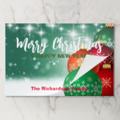 レッドグリーンクリスマスボーブル紙ランチョンマット ペーパーパッド (折り畳み)