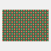 レッドグリーンクリスマスボールフェスティバルクリスマス ラッピングペーパーシート (正面3)