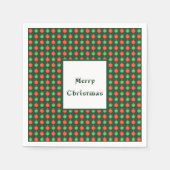 レッドグリーンクリスマスボールメリークリスマスフェスティバル スタンダードカクテルナプキン (正面)