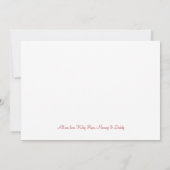 レッドグリーンクリスマスポインセチア鹿の誕生日パーティー サンキューカード (裏面)