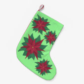 レッドグリーンクリスマスポインセティアスストッキング スモールクリスマスストッキング (正面 (吊り時))