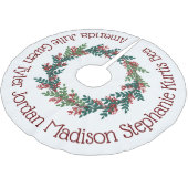 レッドグリーンクリスマスリースファミリー名 ブラッシュドポリエステルツリースカート (アングル)