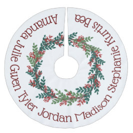 レッドグリーンクリスマスリースファミリー名 ブラッシュドポリエステルツリースカート