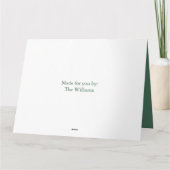 レッドグリーンクリスマスワンフォトスノーフレーク サンキューカード (裏面)