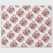 レッドグリーンクリスマス格言ティーカップハートギフトスター ラッピングペーパー (フラット)