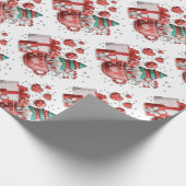 レッドグリーンクリスマス格言ティーカップハートギフトスター ラッピングペーパー (角)
