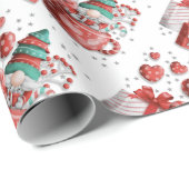 レッドグリーンクリスマス格言ティーカップハートギフトスター ラッピングペーパー (ロールコーナー)