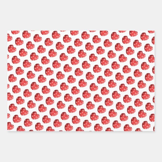 レッドグリーンクリスマス格言ティーカップハート ラッピングペーパーシート (正面3)