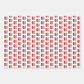 レッドグリーンクリスマス格言ティーカップハート ラッピングペーパーシート (正面2)