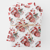 レッドグリーンクリスマス格言ティーカップハート ラッピングペーパーシート (インサイチュ)