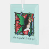 レッドグリーンクリスマス至妖精 ガラスオーナメント (正面左)