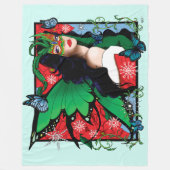 レッドグリーンクリスマス至妖精 フリースブランケット (正面)