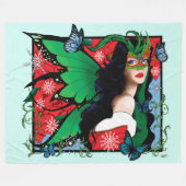 レッドグリーンクリスマス至妖精 フリースブランケット (正面(横))