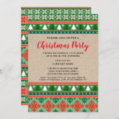 レッドグリーンクリスマス醜いセーター企業のパーティー 招待状 (正面/裏面)