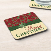 レッドグリーンクリームクリスマスコースターセット(6) コースター (左側)