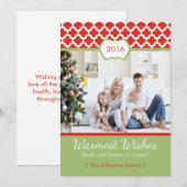 レッドグリーンクローバークリスマスフラットカード シーズンカード (正面/裏面)