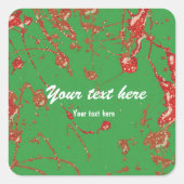 レッドグリーングリッター絵を描ホリデーパーティーステッカー スクエアシール (正面)