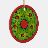 レッドグリーンコーンフレークホリーリースクリスマスクッキー セラミックオーナメント (右)