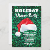 レッドグリーンサンタクリスマスディナーパーティの招待状 招待状 (正面)