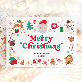 レッドグリーンサンタメリークリスマスウィンターワンダーランド シーズンカード