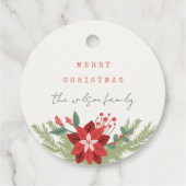 レッドグリーンサークルクリスマスフォトポインセチアフローラ フェイバータグ (裏面)