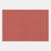レッドグリーンシェブロン水玉模様オンブラウンフェイククラフト ラッピングペーパーシート (正面3)