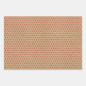 レッドグリーンシェブロン水玉模様オンブラウンフェイククラフト ラッピングペーパーシート (正面2)