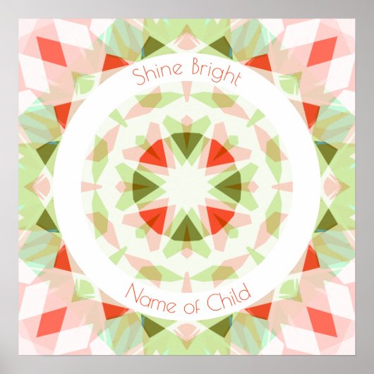 レッドグリーンシャインブライトスターネーム子供部屋デコール ポスター (正面)